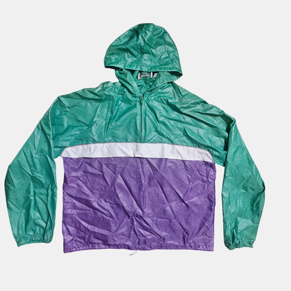 Vintage Marshall Field's Mens Full Zip Colorblock Windbreaker Jacket L Nylon